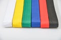 Colored belts in martial arts Royalty Free Stock Photo