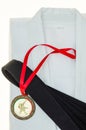 Colored belts in martial arts, and a part of judo uniform Royalty Free Stock Photo