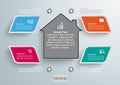 4 Colored Bevel Rectangles House Infographic