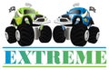 Blue and green monster trucks Royalty Free Stock Photo