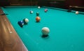 Colored billiard balls on a pool table Royalty Free Stock Photo
