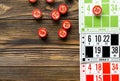 Colored bingo cards with number balls Royalty Free Stock Photo