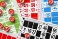 Colored bingo cards with number balls Royalty Free Stock Photo