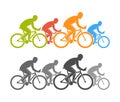 Colored and black flat cycling logo and icon.