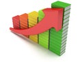 Colored books graph with red arrow Royalty Free Stock Photo