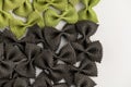 Colored bow tie pasta. Closeup multiple farfalle Royalty Free Stock Photo