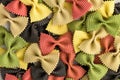 Colored bow tie pasta. Closeup multiple farfalle Royalty Free Stock Photo