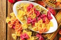 Colored bow tie pasta Royalty Free Stock Photo