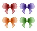 Colored bows with ribbon vector set