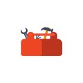 colored box with tools illustration. Element of construction tools for mobile concept and web apps. Detailed box with tools illust Royalty Free Stock Photo