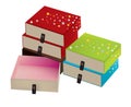 Colored boxes with stars pattern