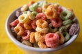 Colored Breakfast Cereal Bowl Close up