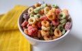 Colored Breakfast Cereal Bowl Close up Royalty Free Stock Photo