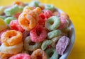 Colored Breakfast Cereal Bowl Super Close up Royalty Free Stock Photo