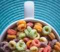 Colored Breakfast Cereal Bowl Super Close up Royalty Free Stock Photo