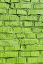 Colored brick wall in green color