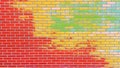 Colored Brick Wall with peeling paint background texture Royalty Free Stock Photo