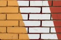 Yellow, white, red brick wall background Royalty Free Stock Photo