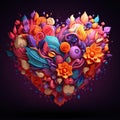 Colored bright colored heart art illustration