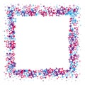 Colored bright elements in the form of stars, frame design. Colored stars, colored confetti in the form of stars on a Royalty Free Stock Photo