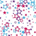 Falling colored stars, colored confetti in the form of stars on a white background, design element Royalty Free Stock Photo