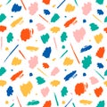 Colored brush spots on white background. Seamless pattern for printing