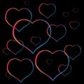 Colored bubbling valentine's hearts