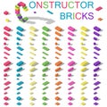 Colored building blocks of plastic constructor isometric set Royalty Free Stock Photo