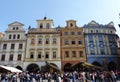 Colored buildings in the historical center of Prague in Czech Republic