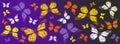 Colored butterflies flying on colored background- Facebook cover Royalty Free Stock Photo