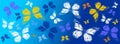 Colored butterflies flying on a blue background- Facebook cover Royalty Free Stock Photo