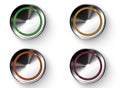 Colored buttons with metallic borders. Royalty Free Stock Photo