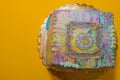 Colored cake on a yellow background
