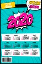 2020 colored calendar pop art vector style