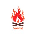 colored campfire logo like camping