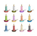 Colored candles and candlesticks