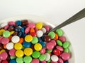 Colored candy breakfast closeup