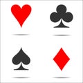 Colored card suit icon vector, playing cards symbols