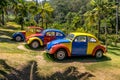 Colored cars of Troca-Troca by Jarbas Lopes at Inhotim Public Contemporary Art Museum - Brumadinho, Minas Gerais, Brazil