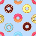 Colored cartoon donuts. Seamless pattern. Royalty Free Stock Photo