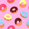 Colored cartoon donuts. Seamless pattern. Royalty Free Stock Photo