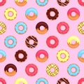 Colored cartoon donuts. Seamless pattern Royalty Free Stock Photo