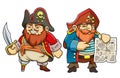 Colored cartoon sea pirates vector illustration set
