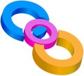 Colored centrical circles joined together Royalty Free Stock Photo
