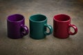 Colored ceramic mugs close up Royalty Free Stock Photo