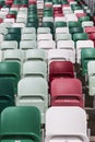 Colored chairs Empty tribuns of a modern stadium without spectators Royalty Free Stock Photo