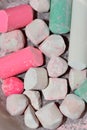 Colored chalk to write on the school blackboard. It is also known as gypsum and chalk Mexico or pastel, it is a white clay that Royalty Free Stock Photo