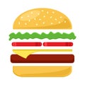 Colored cheeseburger icon. Vector illustration