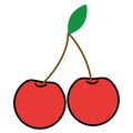 Colored cherry fruit icon Vector