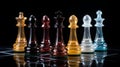 Vibrant Glass Chess Pieces With Rich Colors And Bold Lines Royalty Free Stock Photo